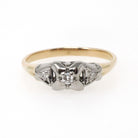 Vintage Diamond Ring - Mid Century Era 10k Yellow & White Gold .05 CTW Engagement - Circa 1950s Size 6 3/4 Dainty Fine Bridal Jewelry