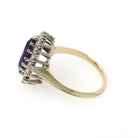 Amethyst Halo Ring - Retro 14k Yellow & White Gold .60 CTW Diamond Accents Pear Gem - Circa 1980s Sz 8 3/4 February Birthstone Fine Jewelry