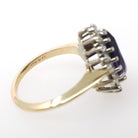 Amethyst Halo Ring - Retro 14k Yellow & White Gold .60 CTW Diamond Accents Pear Gem - Circa 1980s Sz 8 3/4 February Birthstone Fine Jewelry