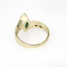 Emerald Engagement Ring - Contemporary 14k Yellow Gold Navette Natural Green Marquise Gemstone Bypass - Size 5.5 May Birthstone Fine Jewelry