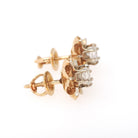Antique Diamond Earrings - Edwardian 14k Yellow White Gold .68 CTW Buttercup Flower Studs - Circa 1910s Era Pierced Screw Back Fine Jewelry