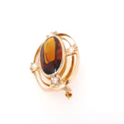 Antique Ellipse Brooch - Edwardian 10k Yellow Gold Simulated Citrine & Pearls Pin - Circa 1900s Orange Glass Fine Lapel Accessory Jewelry