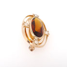 Antique Ellipse Brooch - Edwardian 10k Yellow Gold Simulated Citrine & Pearls Pin - Circa 1900s Orange Glass Fine Lapel Accessory Jewelry