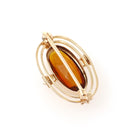 Antique Ellipse Brooch - Edwardian 10k Yellow Gold Simulated Citrine & Pearls Pin - Circa 1900s Orange Glass Fine Lapel Accessory Jewelry