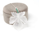 Vintage Leaf Pendant Necklace - Mid Century 14k White Gold Carved Rock Crystal Quartz - Circa 1960s Diamond Emerald Accented Fine Jewelry