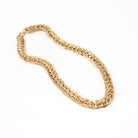 Vintage Double Curb Chain Necklace - Retro 12k Gold Filled Woven Flat Circle Links Chain - 1940s Spring Ring Clasp Fashion Accessory Jewelry