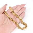 Vintage Double Curb Chain Necklace - Retro 12k Gold Filled Woven Flat Circle Links Chain - 1940s Spring Ring Clasp Fashion Accessory Jewelry