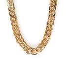 Vintage Double Curb Chain Necklace - Retro 12k Gold Filled Woven Flat Circle Links Chain - 1940s Spring Ring Clasp Fashion Accessory Jewelry