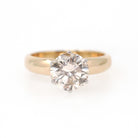 Diamond Engagement Ring - Estate 14k Yellow White Gold Round Brilliant 2.45 CT Solitaire - Contemporary Size 8 Bridal Statement Fine Jewelry
