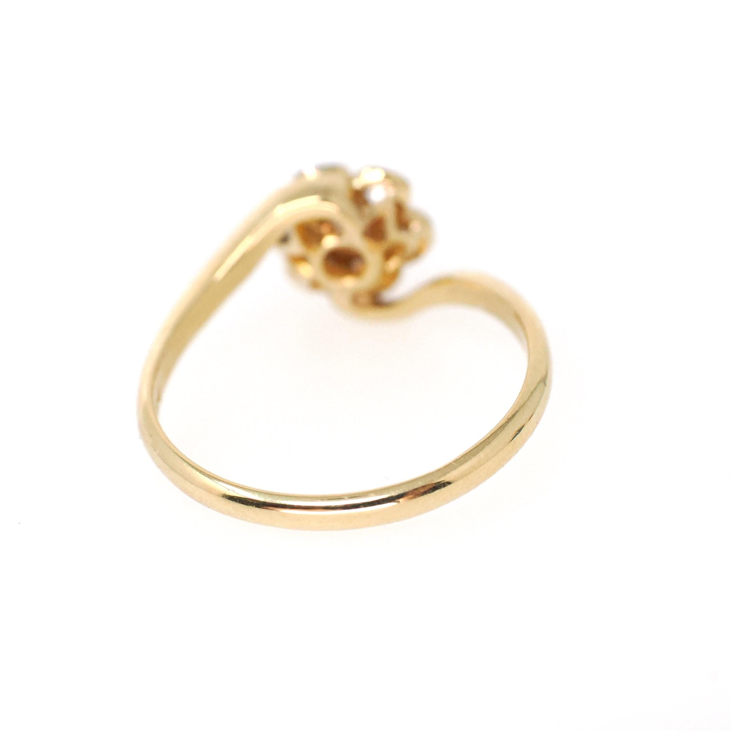 Antique Diamond Flower Ring - Art Deco 18k Yellow & White Gold .35 CTW Cluster - Circa 1920s Size 6 1/2 Two Tone Halo Fine Bridal Jewelry