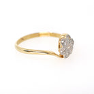 Antique Diamond Flower Ring - Art Deco 18k Yellow & White Gold .35 CTW Cluster - Circa 1920s Size 6 1/2 Two Tone Halo Fine Bridal Jewelry