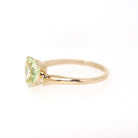 Vintage Created Spinel Ring - Mid Century 10k Yellow Gold Heart Light Green Gem Bypass - Circa 1960s Size 6 August Birthstone Fine Jewelry