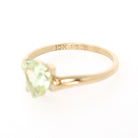 Vintage Created Spinel Ring - Mid Century 10k Yellow Gold Heart Light Green Gem Bypass - Circa 1960s Size 6 August Birthstone Fine Jewelry