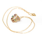 Vintage Butterfly Necklace - Contemporary 14k Yellow Gold Natural Opal Amethyst Garnet Created Emerald Gem - Circa 2000s Winged Fine Jewelry