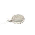 Mid Century Locket - Vintage 10k White Gold Engraved Round Pendant Necklace Charm - Circa 1950s Era Photograph Keepsake Dainty Fine Jewelry