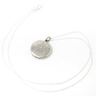 Mid Century Locket - Vintage 10k White Gold Engraved Round Pendant Necklace Charm - Circa 1950s Era Photograph Keepsake Dainty Fine Jewelry