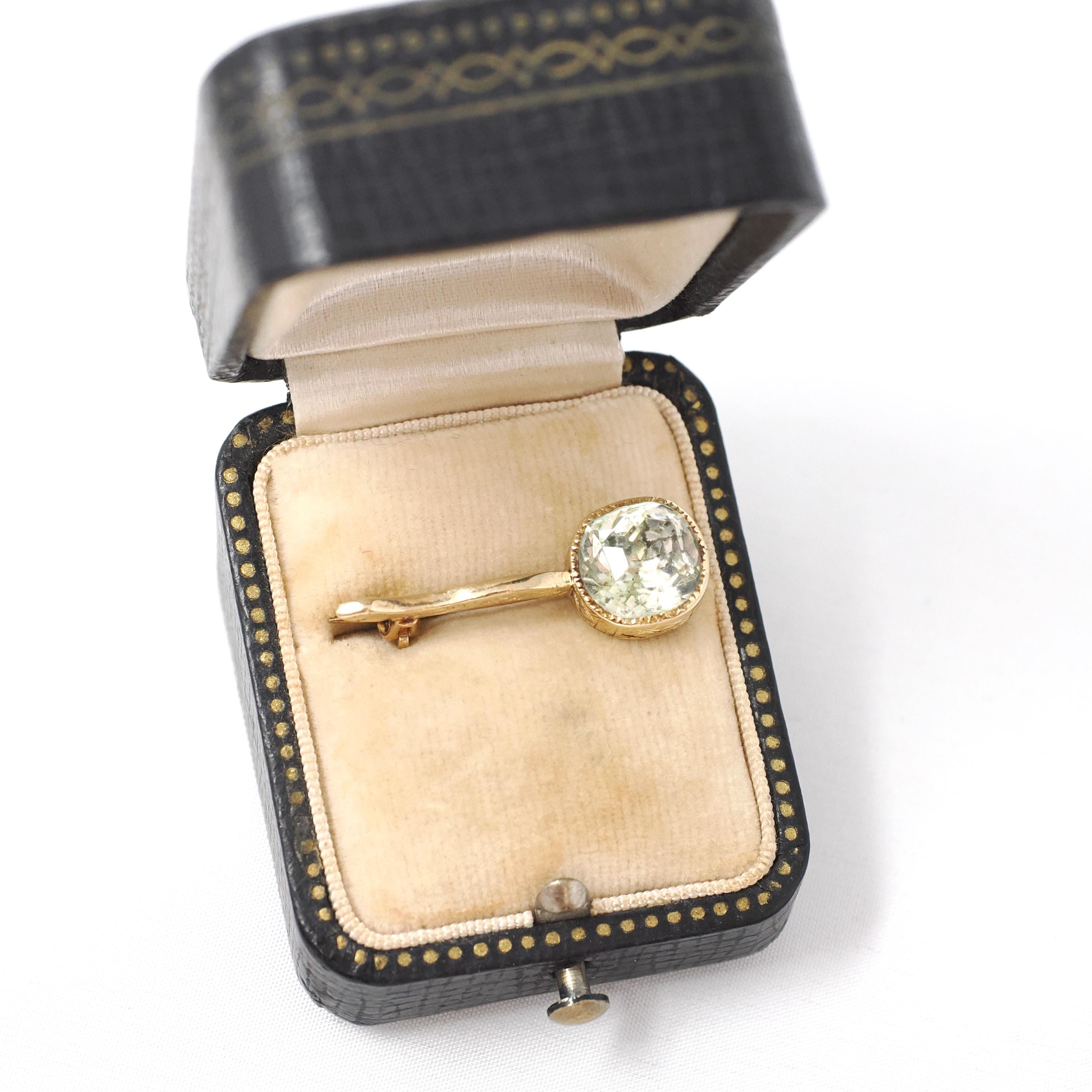Antique Halley's Comet Brooch - Victorian 10k Gold Clear Old Cut Paste Stone Astronomy Pin - Vintage 1800s Era Celestial Rare Fine Jewelry