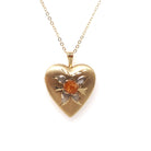 Estate Heart Locket - Modern 10k Yellow Gold Engraved Flower Leaf Design Necklace Pendant - Circa 2000's Era Photograph Keepsake PPC Jewelry