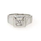 Art Deco Diamond Ring - Vintage 18k White Gold Natural .20 CT Old European Unisex Engagement - Circa 1930s Era Size 8.5 Square Fine Jewelry