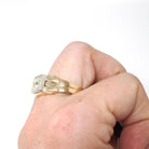 Vintage Diamond Ring - Mid Century 14k Yellow & White Gold Unisex .85 CT Engagement - Circa 1950s Era Size 11 Two Tone Wedding Jewelry