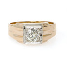 Vintage Diamond Ring - Mid Century 14k Yellow & White Gold Unisex .85 CT Engagement - Circa 1950s Era Size 11 Two Tone Wedding Jewelry