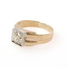 Vintage Diamond Ring - Mid Century 14k Yellow & White Gold Unisex .85 CT Engagement - Circa 1950s Era Size 11 Two Tone Wedding Jewelry