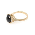 Black Star Sapphire Ring - Contemporary 14k Yellow Gold Natural 3.18 CT Gemstone - Modern Estate Circa 1990s Size 5 1/4 Diamond Fine Jewelry