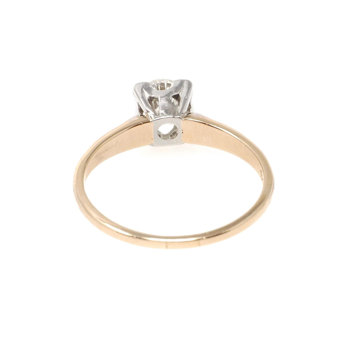 Vintage Diamond Ring - Mid Century 14k Yellow & White Gold .83 CT Natural Round Solitaire - Circa 1950s Size 8 1/2 Fine Engagement Jewelry