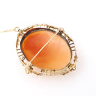 Vintage Cameo Necklace - Retro 10k Yellow Gold Carved Shell Woman Flower Brooch Pendant - Circa 1940s Era Fashion Accessory Fine Jewelry