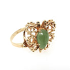 Vintage Butterfly Ring - Retro 10k Yellow Gold Natural Nephrite Jade Gemstone - Circa 1970s Era Size 5 3/4 Statement Figural Bug Jewelry