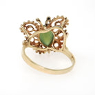Vintage Butterfly Ring - Retro 10k Yellow Gold Natural Nephrite Jade Gemstone - Circa 1970s Era Size 5 3/4 Statement Figural Bug Jewelry