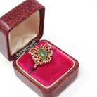 Vintage Butterfly Ring - Retro 10k Yellow Gold Natural Nephrite Jade Gemstone - Circa 1970s Era Size 5 3/4 Statement Figural Bug Jewelry