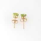Modern Peridot Earrings - Estate 14k Yellow Gold Studs Round Faceted 1.10 CTW Pierced Posts - Estate 2000s Era Dainty Green Gemstone Jewelry