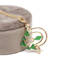 Modernist Pendant Necklace - 14k Yellow Gold Natural Jadeite Jade & .16 CTW Natural Diamonds - Circa 1970's Era Arrow Design Fine Jewelry