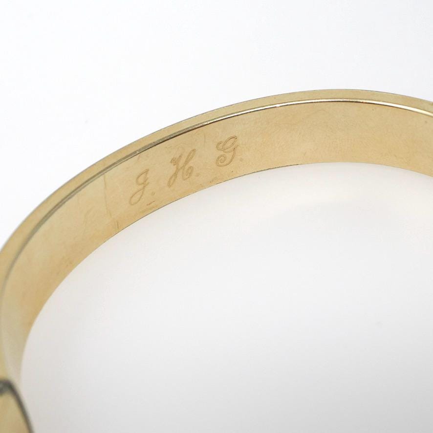 Vintage Flower Bangle - Mid Century 12k Gold Filled Two Tone Hinged Bracelet - Circa 1950s Era Wide Stacking Textured Fashion Jewelry