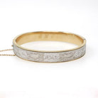 Vintage Flower Bangle - Mid Century 12k Gold Filled Two Tone Hinged Bracelet - Circa 1950s Era Wide Stacking Textured Fashion Jewelry