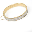 Vintage Flower Bangle - Mid Century 12k Gold Filled Two Tone Hinged Bracelet - Circa 1950s Era Wide Stacking Textured Fashion Jewelry