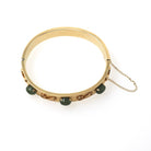 Vintage Jade Bangle - Mid Century 12k Gold Filled Nephrite Green Gem Hinged Bracelet - Circa Early 1960s Era Wide Stacking Fashion Jewelry