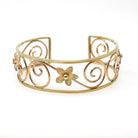 Vintage Cuff Bracelet - Mid Century Yellow & Rose Gold Filled Two Tone Open Metal Designs - Circa 1950s Era Krementz USA Statement Jewelry