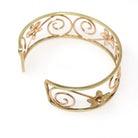 Vintage Cuff Bracelet - Mid Century Yellow & Rose Gold Filled Two Tone Open Metal Designs - Circa 1950s Era Krementz USA Statement Jewelry
