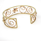 Vintage Cuff Bracelet - Mid Century Yellow & Rose Gold Filled Two Tone Open Metal Designs - Circa 1950s Era Krementz USA Statement Jewelry