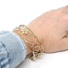 Vintage Cuff Bracelet - Mid Century Yellow & Rose Gold Filled Two Tone Open Metal Designs - Circa 1950s Era Krementz USA Statement Jewelry