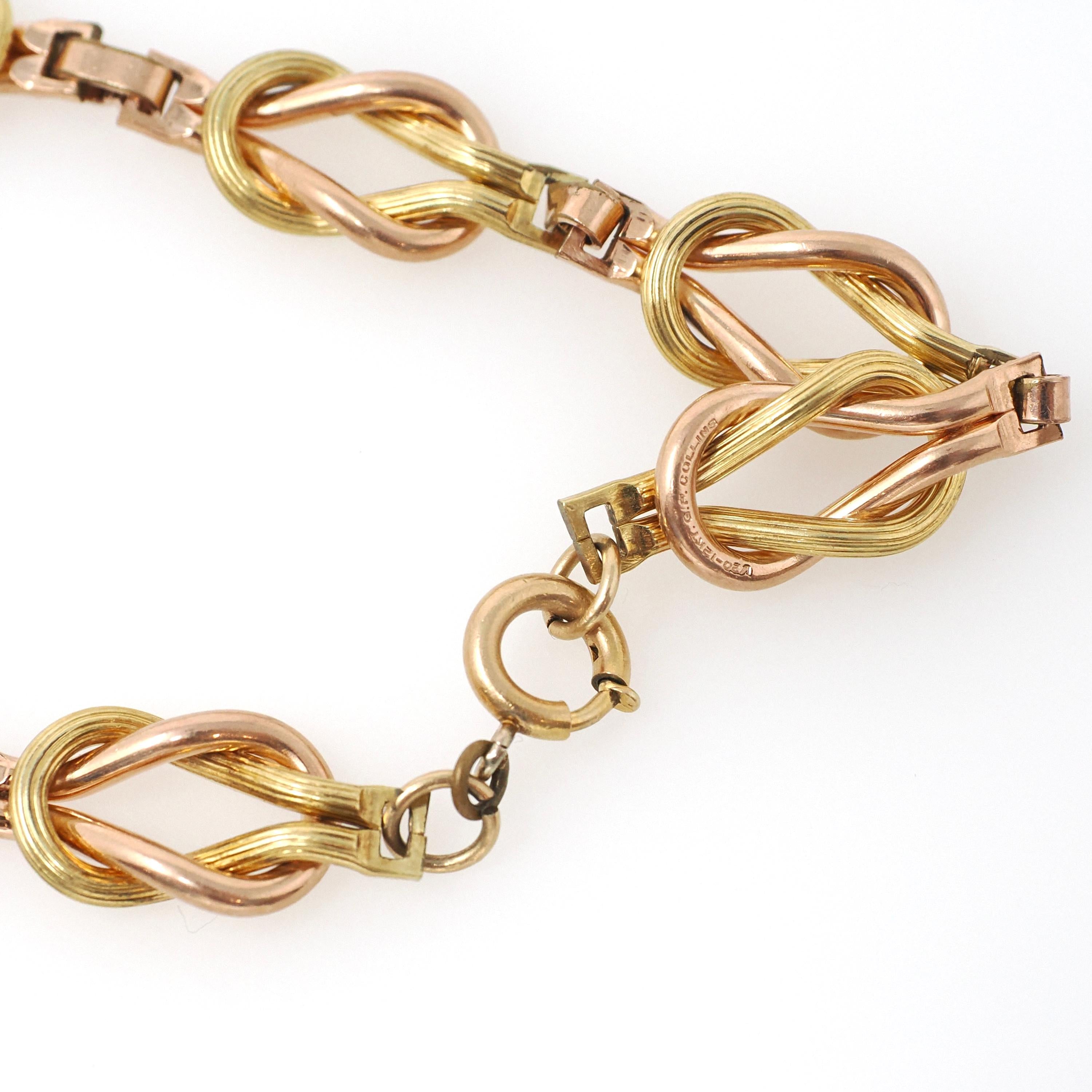 Vintage Two Tone Necklace - Retro 12k Gold Filled Interlocking Oval Links Chain - Circa 1940s Spring Ring Clasp Fashion Accessory Jewelry