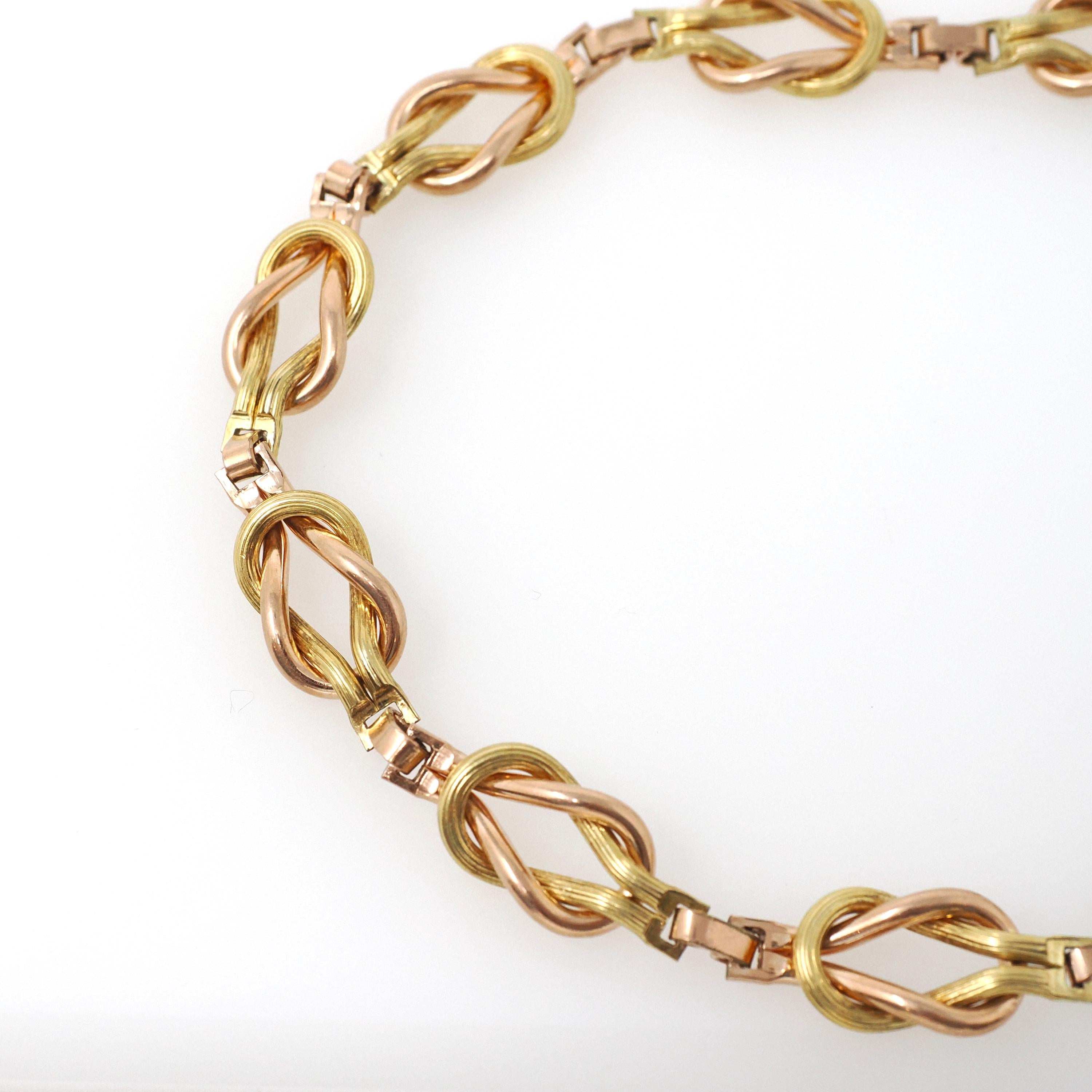 Vintage Two Tone Necklace - Retro 12k Gold Filled Interlocking Oval Links Chain - Circa 1940s Spring Ring Clasp Fashion Accessory Jewelry
