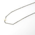 Pearl Watch Chain - Antique 18k White Gold & Platinum Dog Clip Spring Ring Curb Links And Bars - Art Deco Circa 1920s Fine Dainty Jewelry