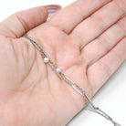 Pearl Watch Chain - Antique 18k White Gold & Platinum Dog Clip Spring Ring Curb Links And Bars - Art Deco Circa 1920s Fine Dainty Jewelry