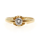 Estate Diamond Ring - 18k Yellow Gold .51 CT Natural Round Brilliant Cut Belcher- Hallmarked 1982 Size 10 Bold Gold Fine Unisex Jewelry
