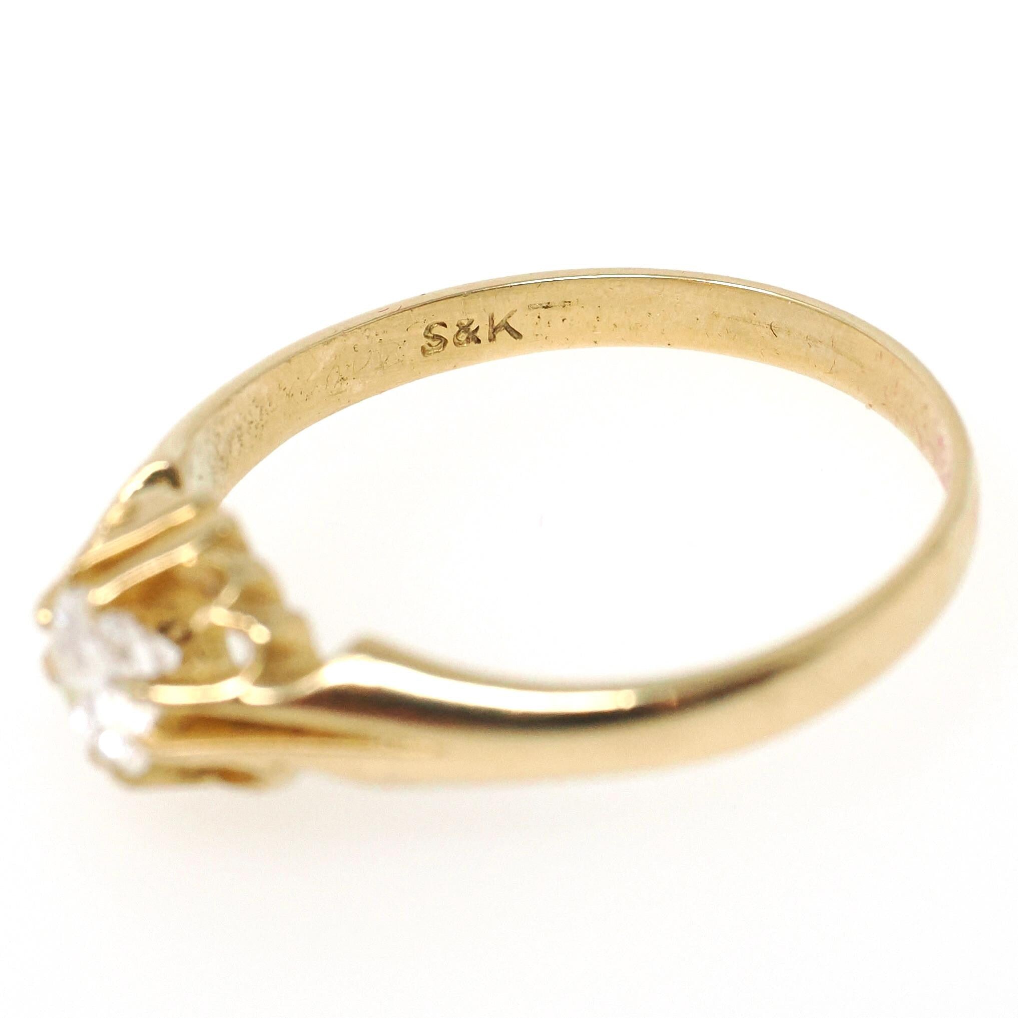 Estate Diamond Ring - 18k Yellow Gold .51 CT Natural Round Brilliant Cut Belcher- Hallmarked 1982 Size 10 Bold Gold Fine Unisex Jewelry