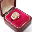 Letter "C" Ring - Estate 14k Yellow Gold Initial Initial Monogram Signet - Contemporary Circa 1990s Era Size 4 1/2 Fine Statement Jewelry