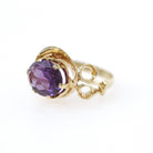Created Color Change Sapphire Ring - Mid Century 10k Yellow Gold Natural 2.74 CT Gem - Circa 1960s Era Size 6 Victorian Revival Fine Jewelry